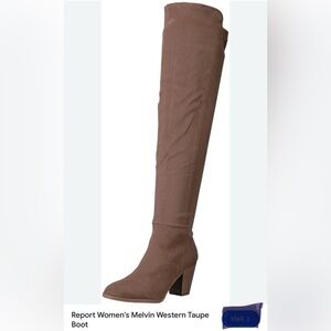 REPORT over the knee boots 3”heels suede feel women’s size 9 Taupe color walking
